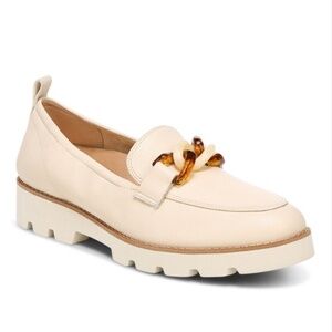 Vionic Cream Loafers with Brown Accent